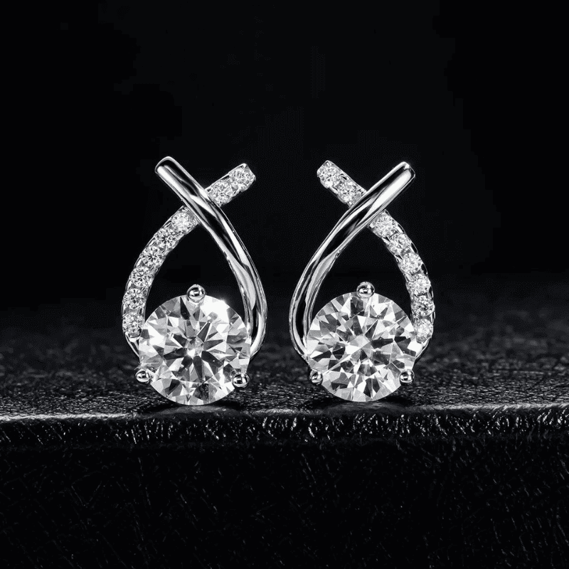 Brincos Moissanite 4ct Cravejado em Prata 925 Banhado a Ouro 18k - Arbo joias