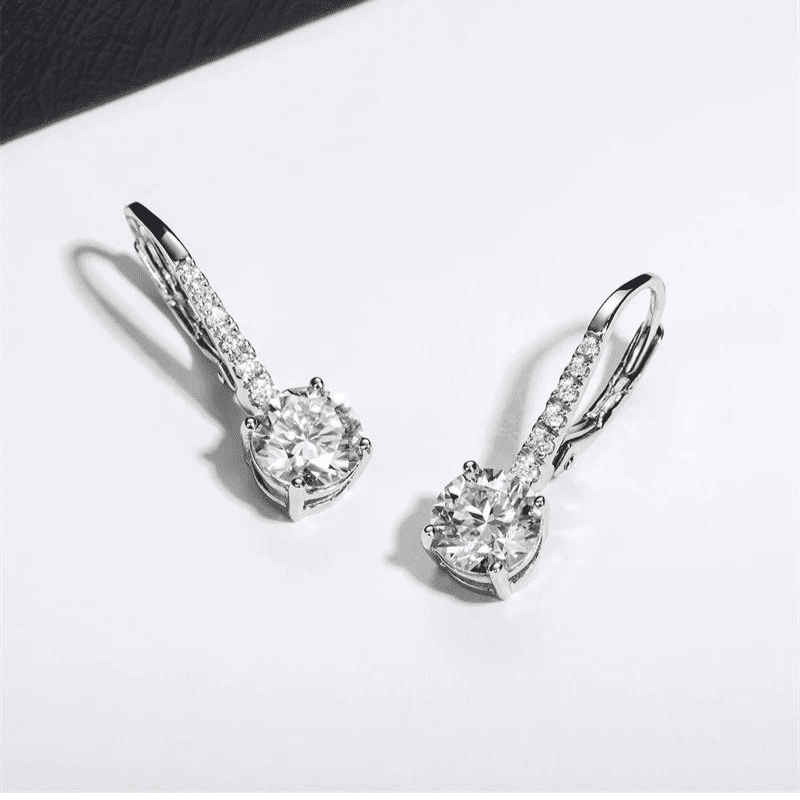 Brincos Moissanite 2ct em Prata 925 Banhado a ouro 18k - Arbo joias
