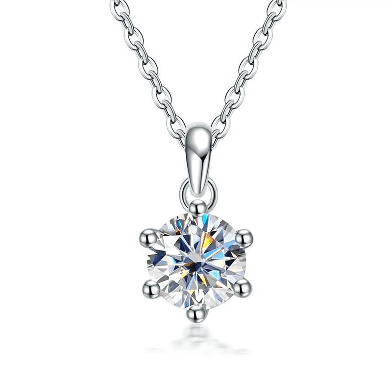 Colar Ponto de Luz Moissanite 6 Garras em Prata 925 Banhado Ouro 18k - Arbo joias