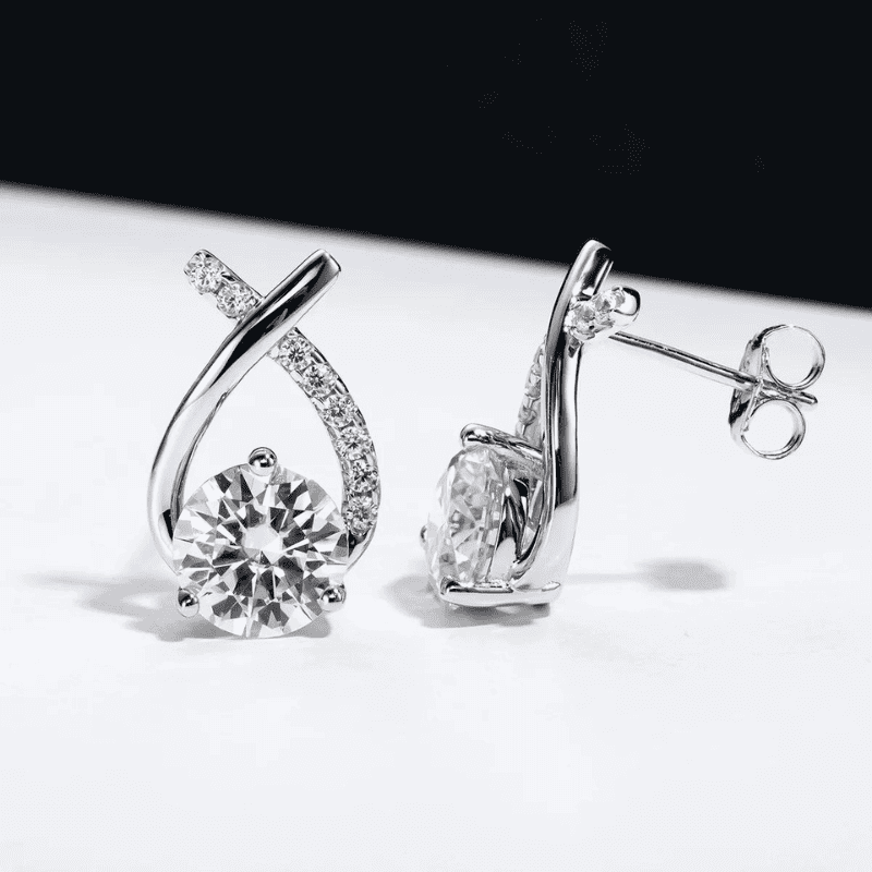Brincos Moissanite 4ct Cravejado em Prata 925 Banhado a Ouro 18k - Arbo joias