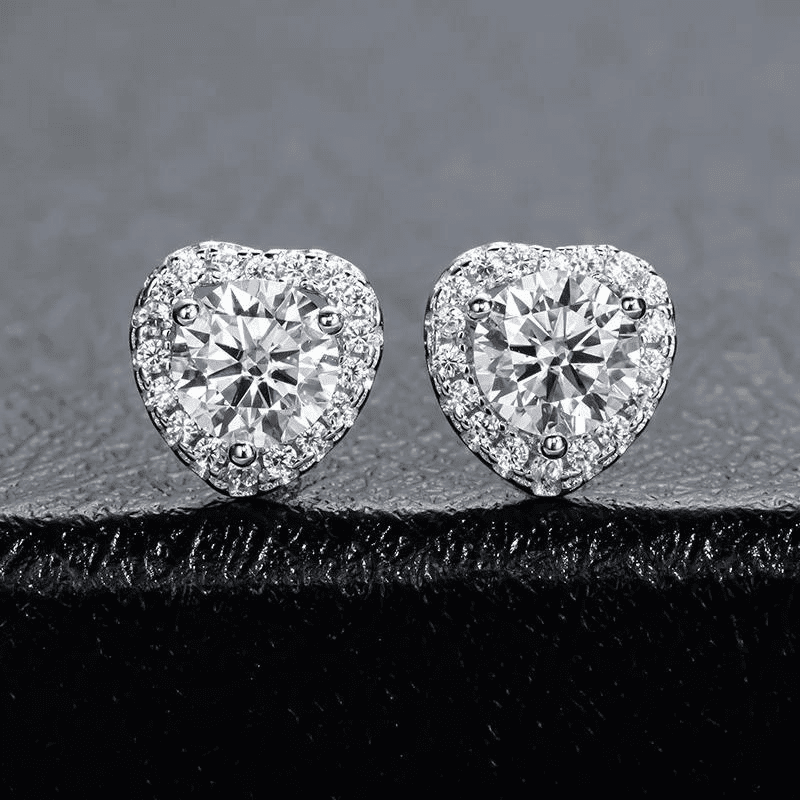 Brinco Coração Moissanite em Prata 925 Banhado a ouro 18k - Arbo joias