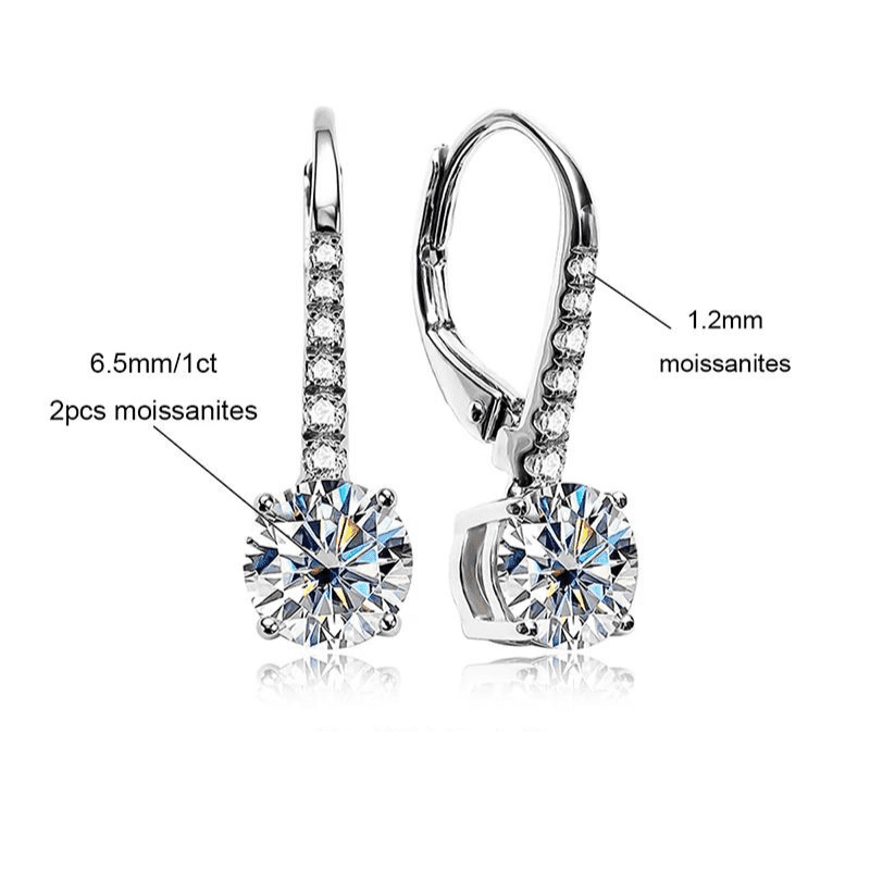 Brincos Moissanite 2ct em Prata 925 Banhado a ouro 18k - Arbo joias