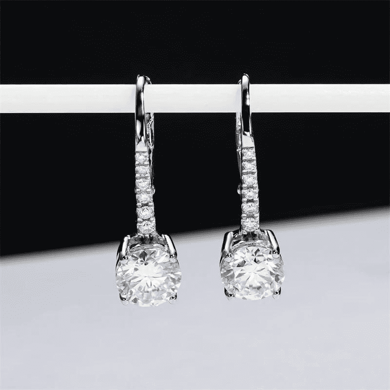 Brincos Moissanite 2ct em Prata 925 Banhado a ouro 18k - Arbo joias