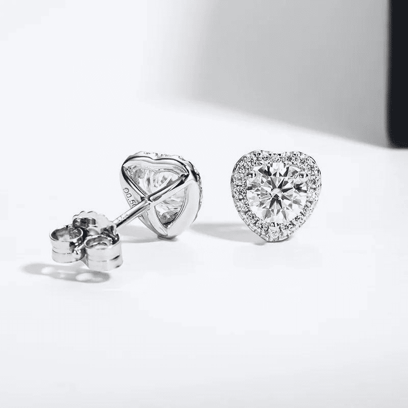 Brinco Coração Moissanite em Prata 925 Banhado a ouro 18k - Arbo joias
