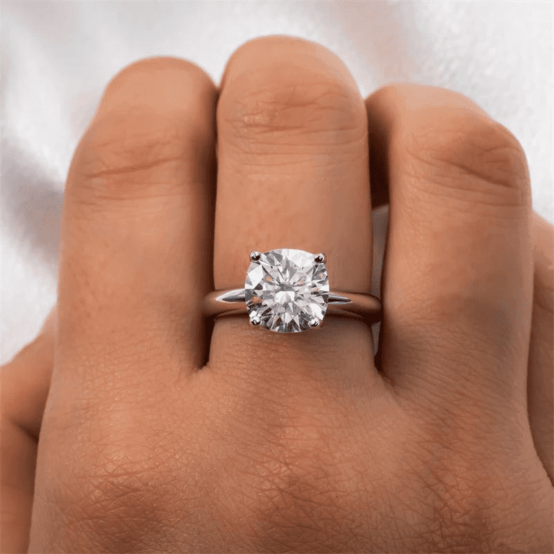 Anel solitário Moissanite 3.5 quilates em Prata 925 Banhado a Ouro 18k - Arbo joias
