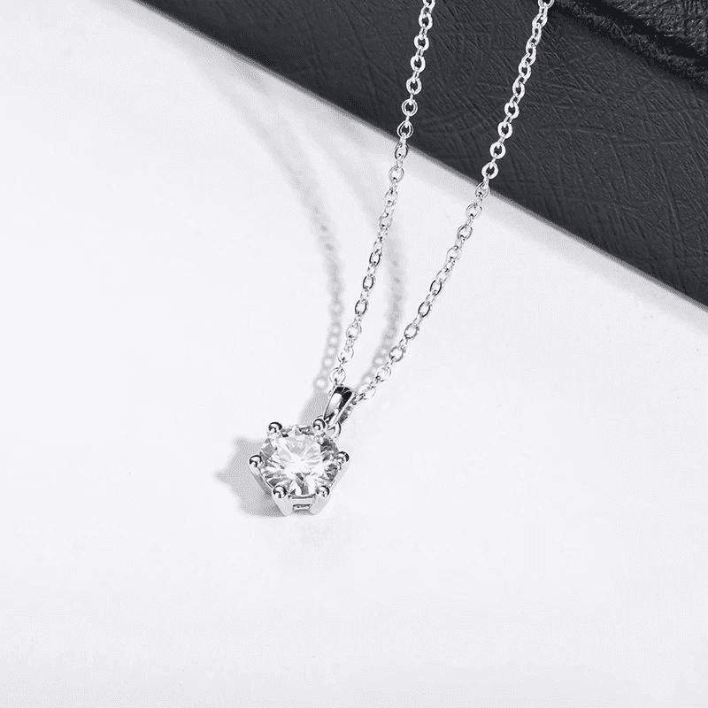 Colar Ponto de Luz Moissanite 6 Garras em Prata 925 Banhado Ouro 18k - Arbo joias
