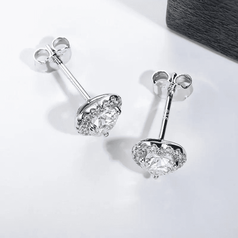 Brinco Coração Moissanite em Prata 925 Banhado a ouro 18k - Arbo joias