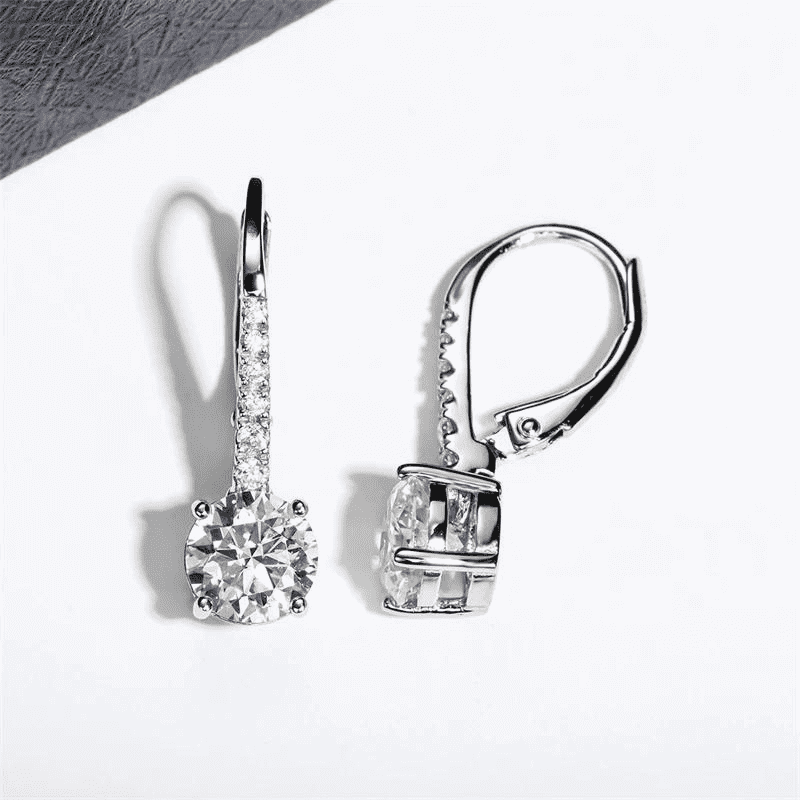 Brincos Moissanite 2ct em Prata 925 Banhado a ouro 18k - Arbo joias