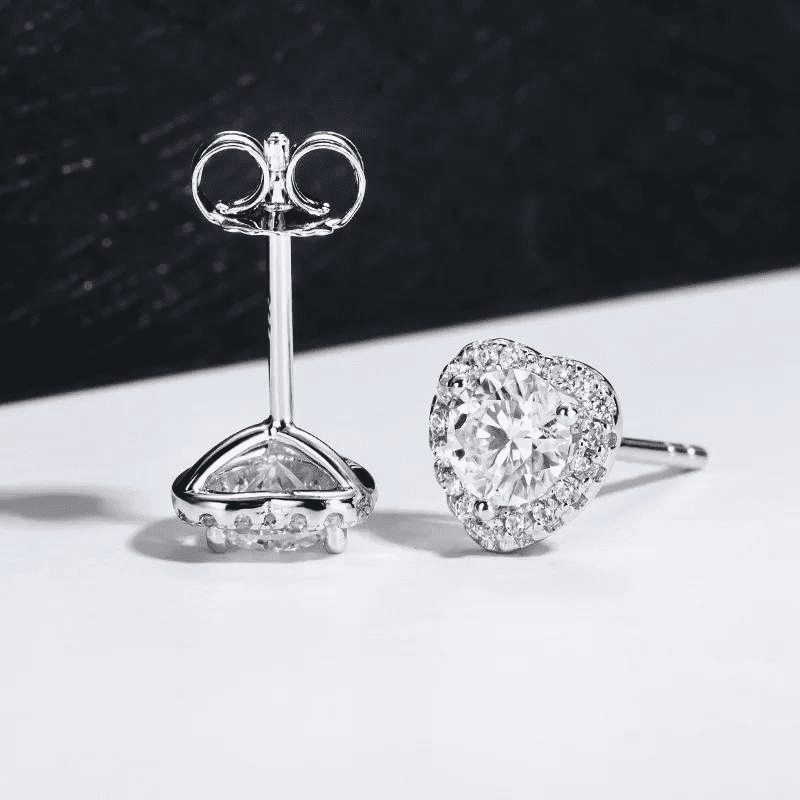 Brinco Coração Moissanite em Prata 925 Banhado a ouro 18k - Arbo joias