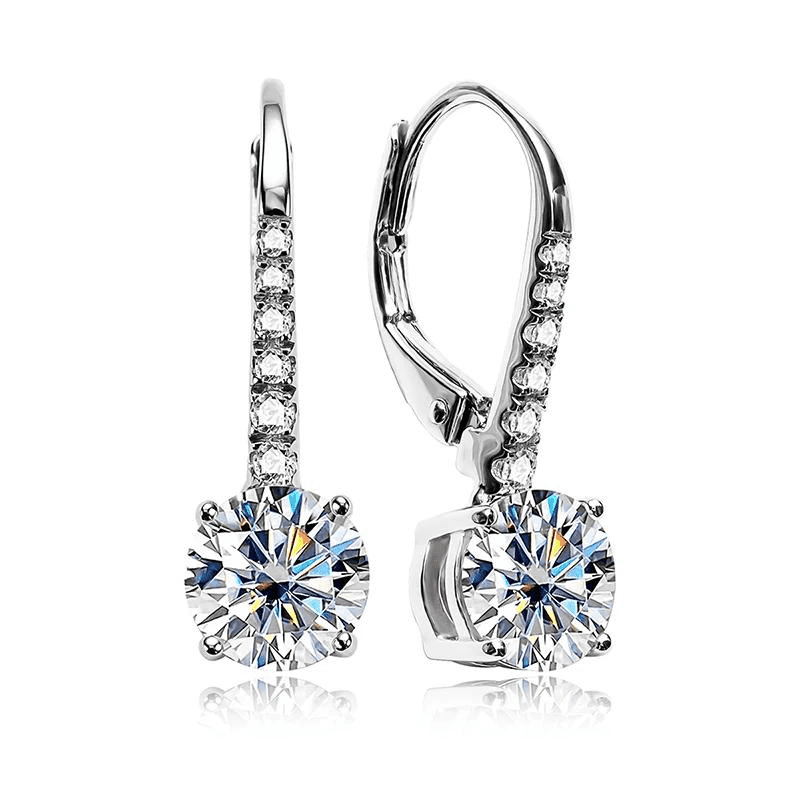 Brincos Moissanite 2ct em Prata 925 Banhado a ouro 18k - Arbo joias