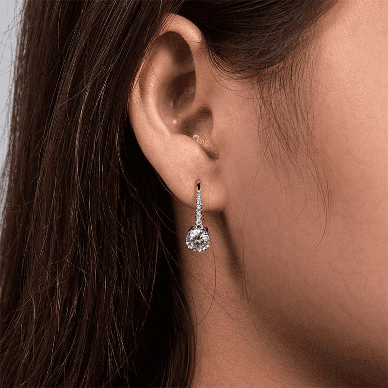 Brincos Moissanite 2ct em Prata 925 Banhado a ouro 18k - Arbo joias