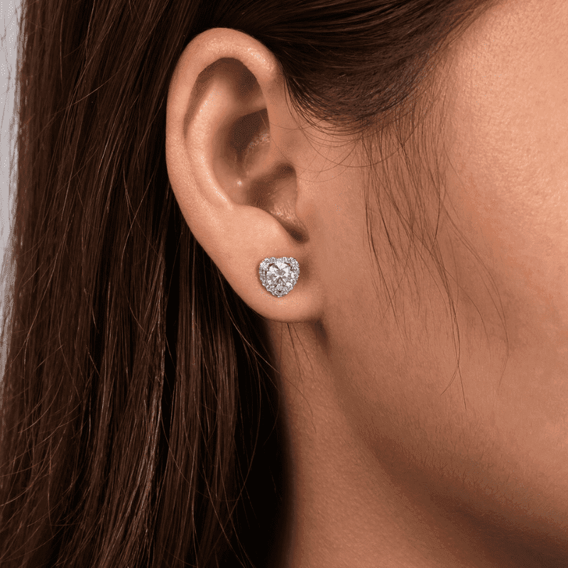 Brinco Coração Moissanite em Prata 925 Banhado a ouro 18k - Arbo joias