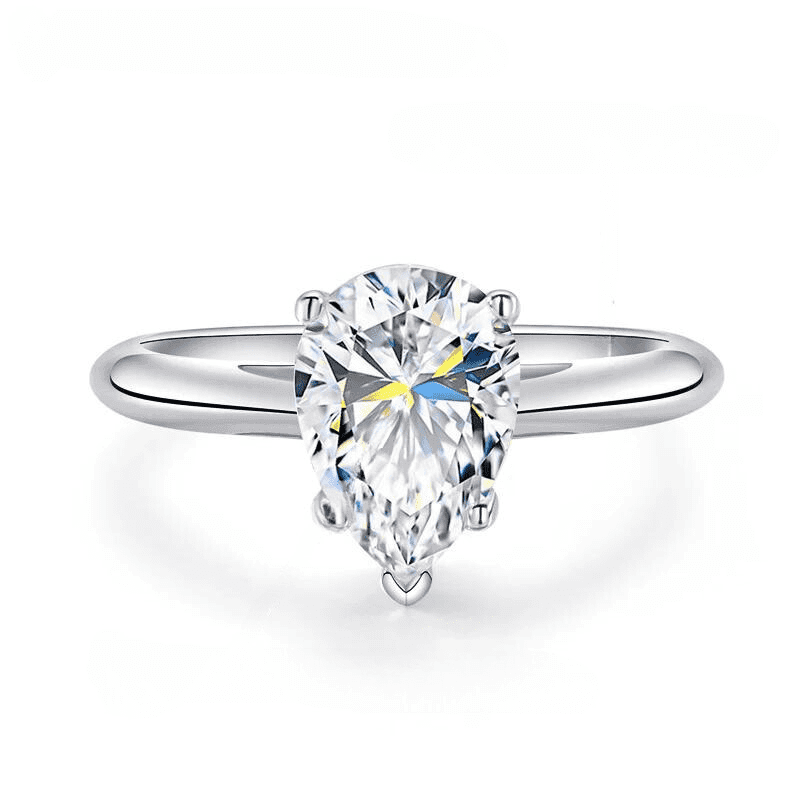 Anel Solitário Pear Moissanite 2 quilates