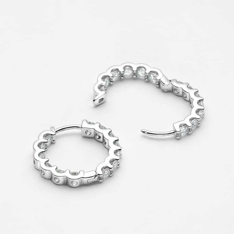 Brinco Argola com Moissanite 2.6quilates e Prata 925 acabamento em Ródio