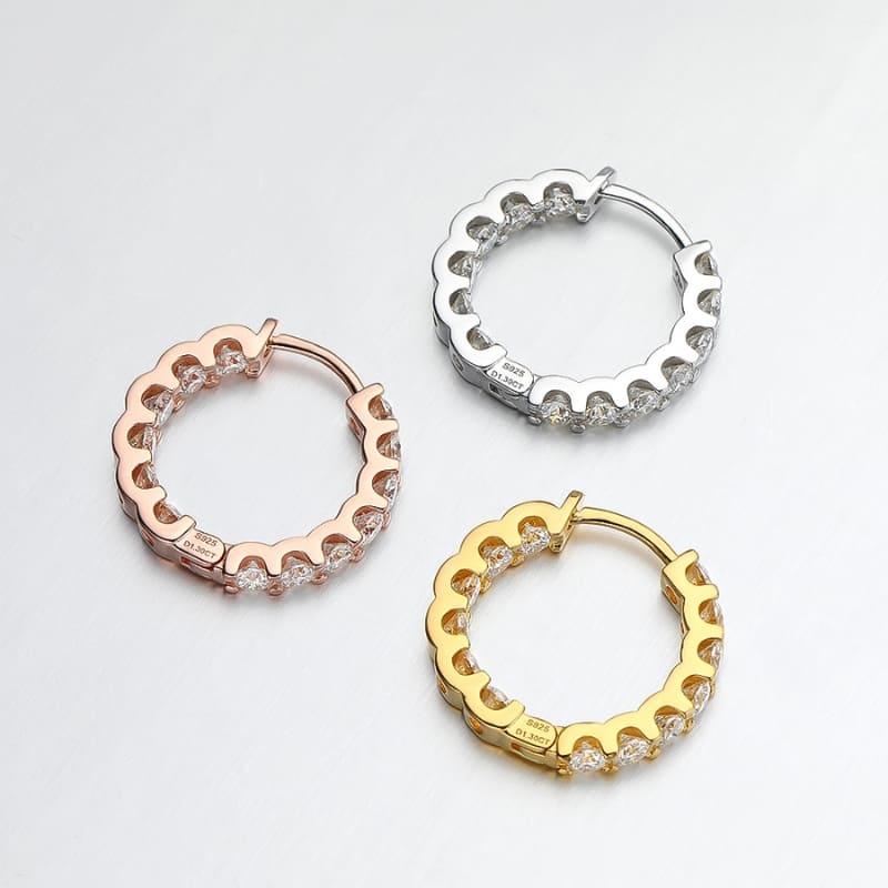 Brinco Argola com Moissanite 2.6quilates e Prata 925
