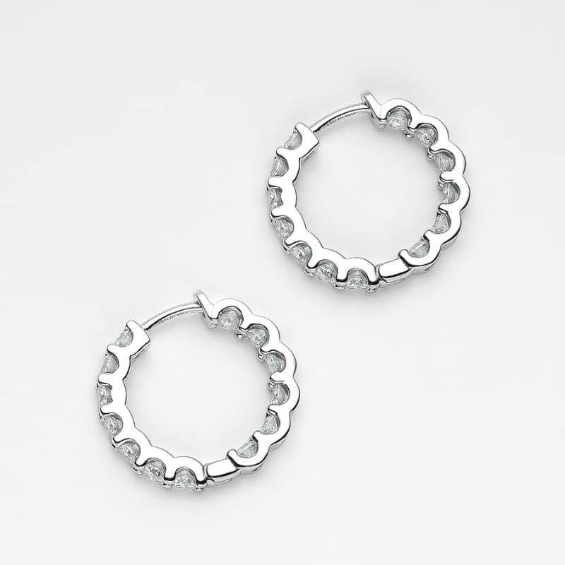 Brinco Argola com Moissanite 2.6quilates e Prata 925