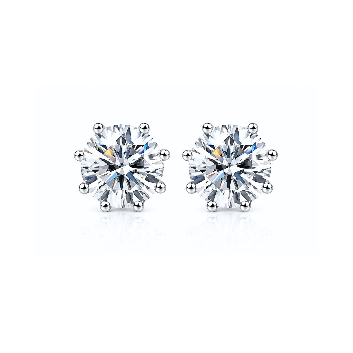 Brinco Ponto de luz com Moissanite 8 garras