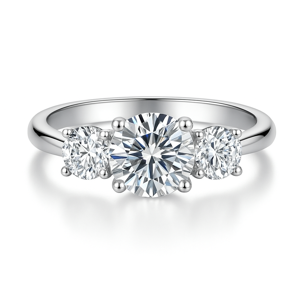 Anel três pedras Moissanite 1.6 quilates