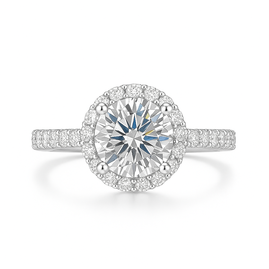 Anel de Noivado Halo Moissanite 2 quilates
