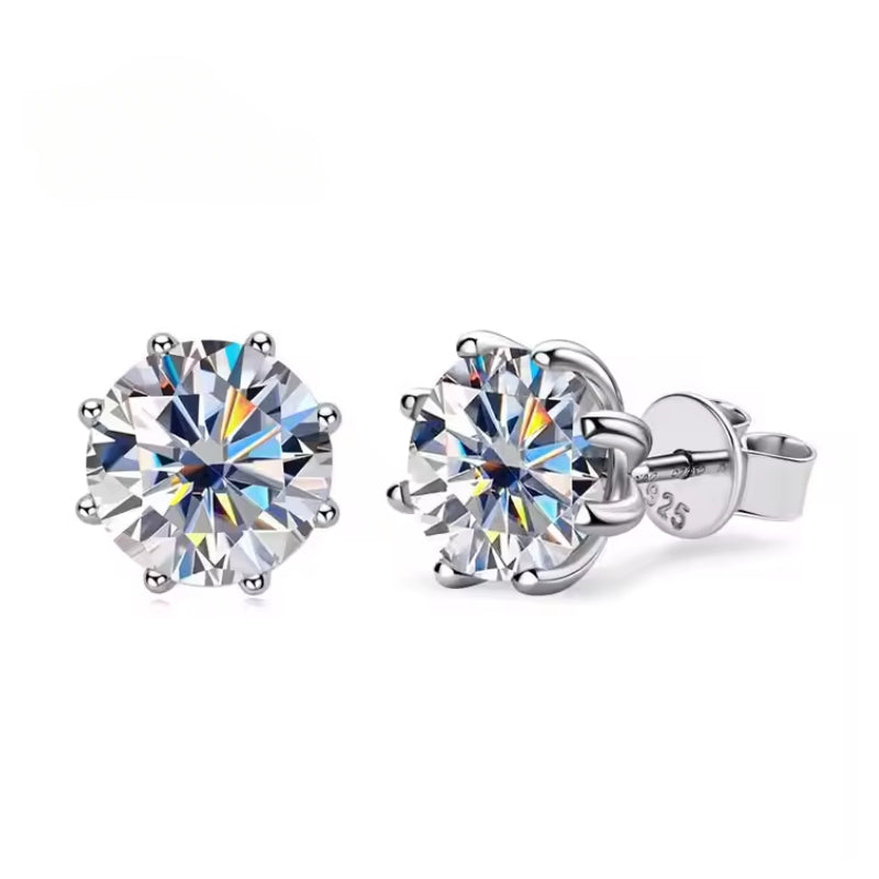 Brinco Ponto de luz com Moissanite 8 garras
