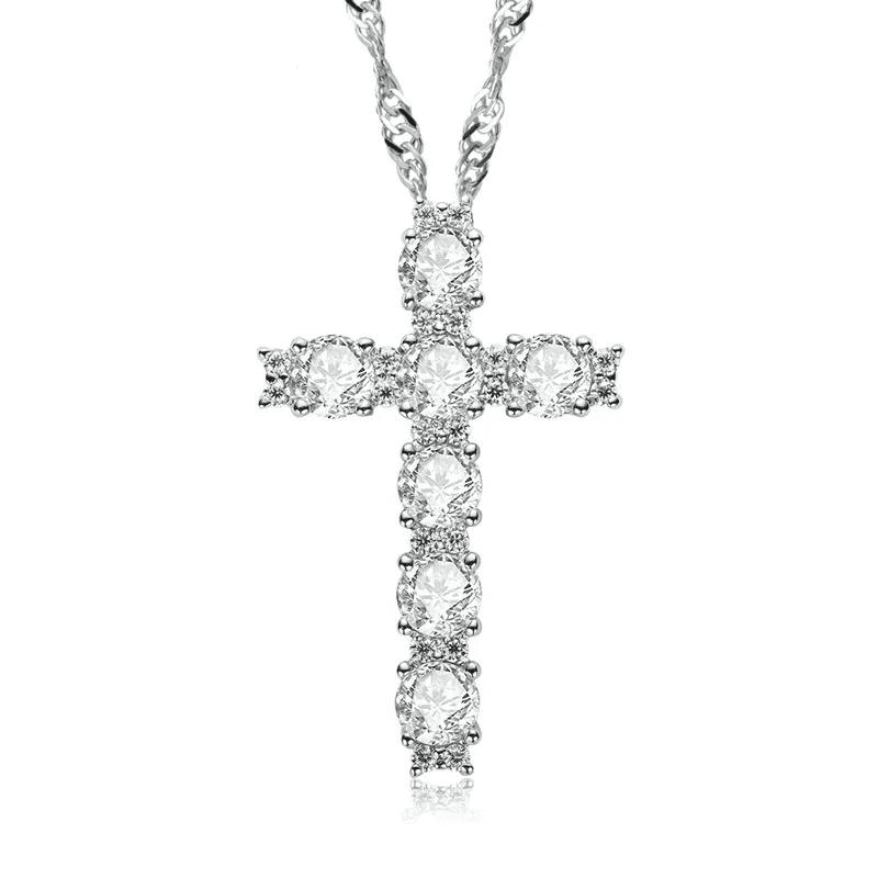 Colar Cruz Moissanite em Prata 925 Banhado a Ouro 18k - Arbo joias