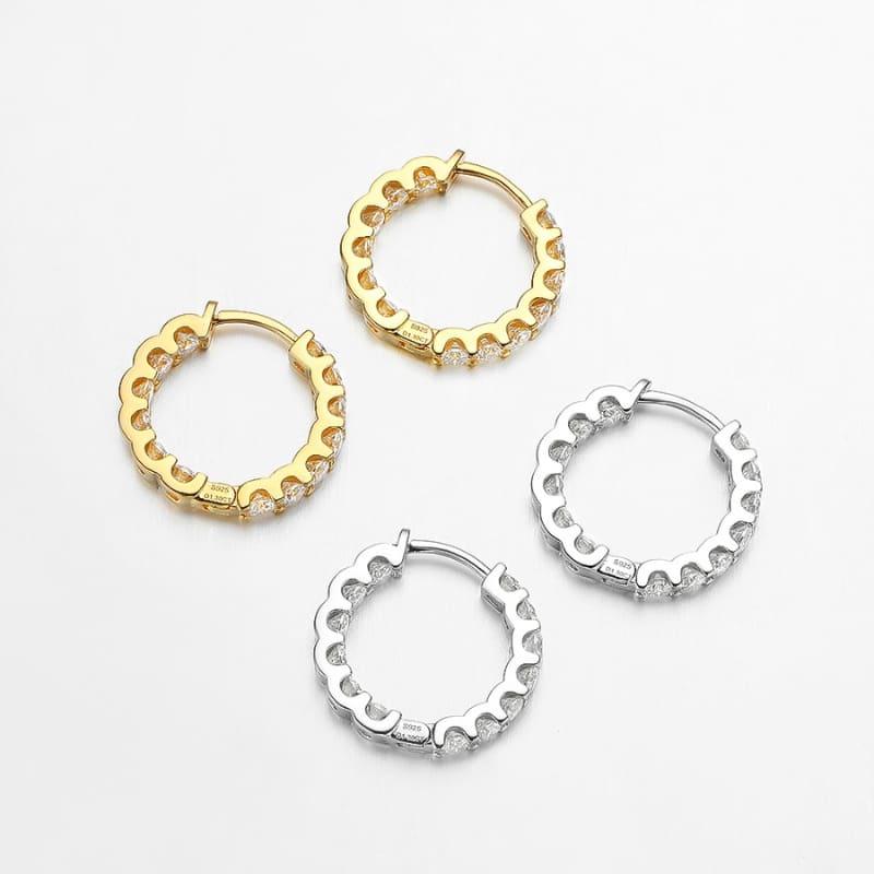 Brinco Argola com Moissanite 2.6quilates e Prata 925