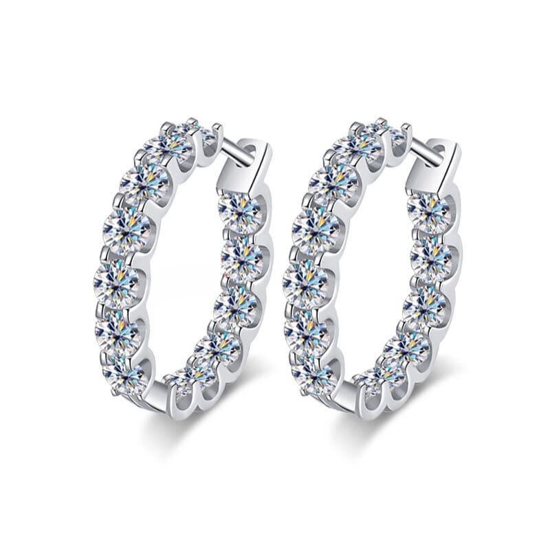 Brinco Argola com Moissanite 2.6quilates e Prata 925