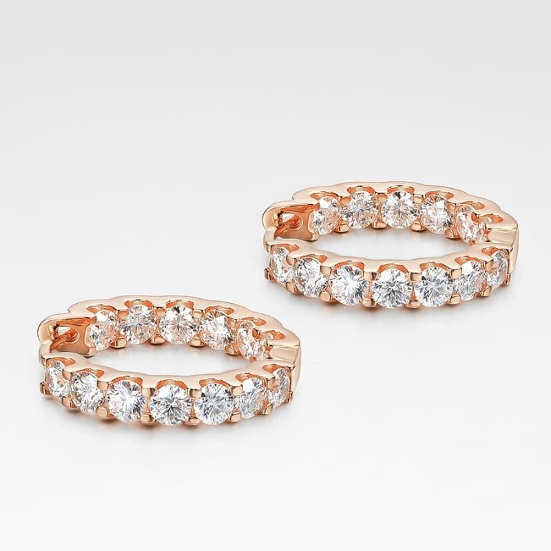 Brinco Argola com Moissanite 2.6quilates e Prata 925 acabamento em ouro rose