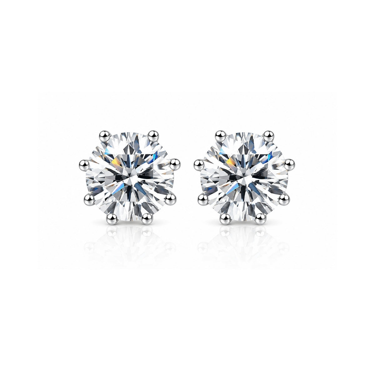 Brinco  Ponto de luz com Moissanite 8 garras