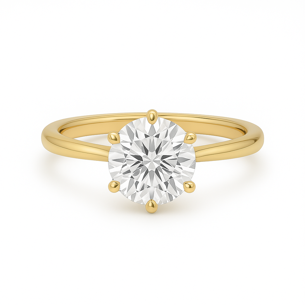 Anel Solitário Classico Gold com Moissanite