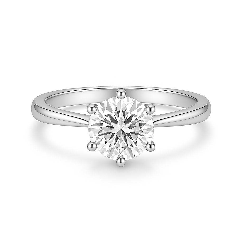 Anel Solitário Clássico Moissanite