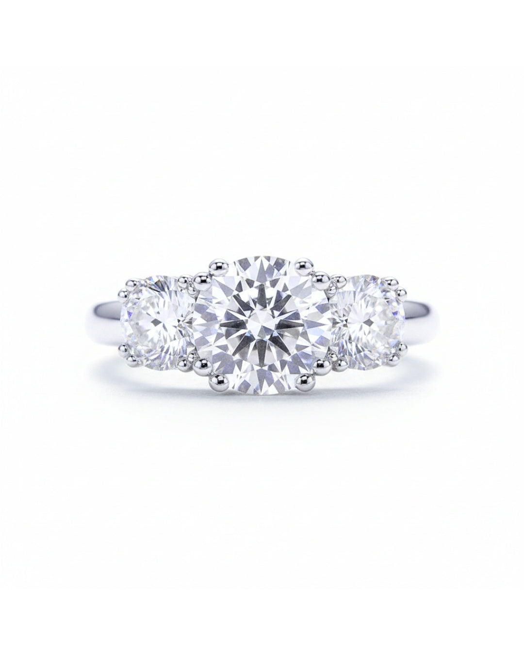 Anel de Noivado 3 Pedras Moissanite 5 quilates